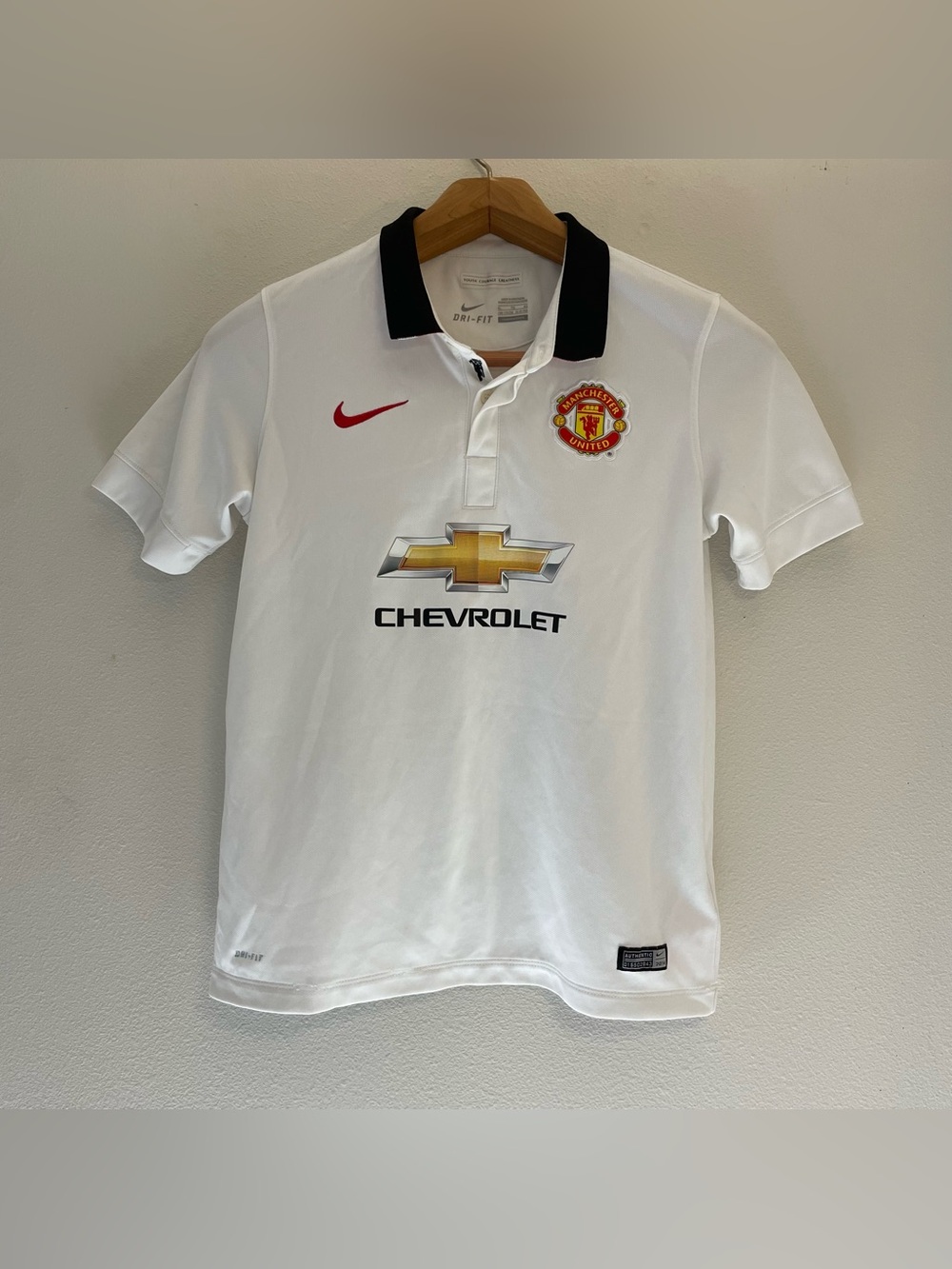 Manchester United 2014-15 Away Nike Soccer Jersey Youth XL 13-15 Y White